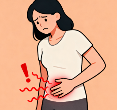 [图片占位：腹部或盆腔区域疼痛或不适感加重]